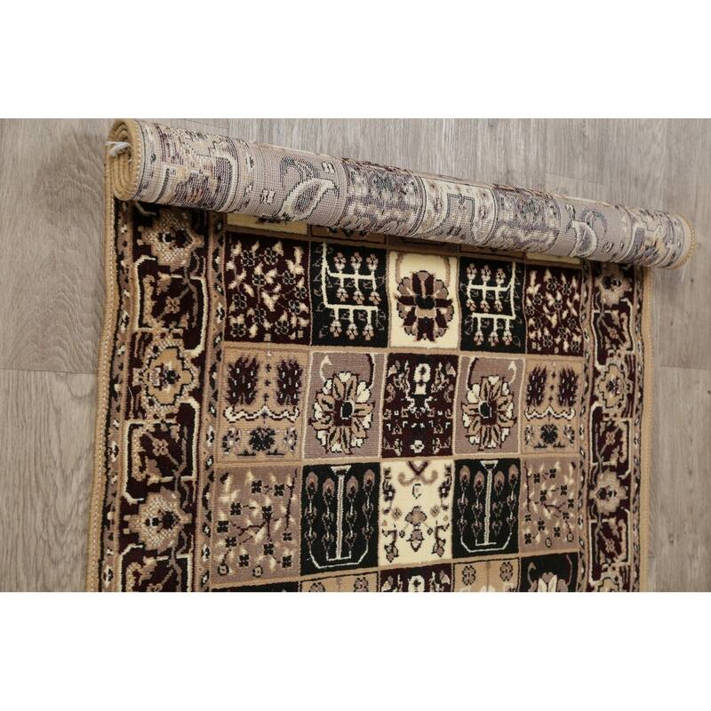 Traditional Bakhtiari Patchwork Polyester & Jute Turkish Oriental Rug - 13' 0'' X 3' 3''