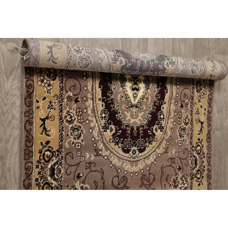 Oriental Persian Turkish Aubusson Polyester & Jute Traditional Rug - 19' 8'' X 3' 3''