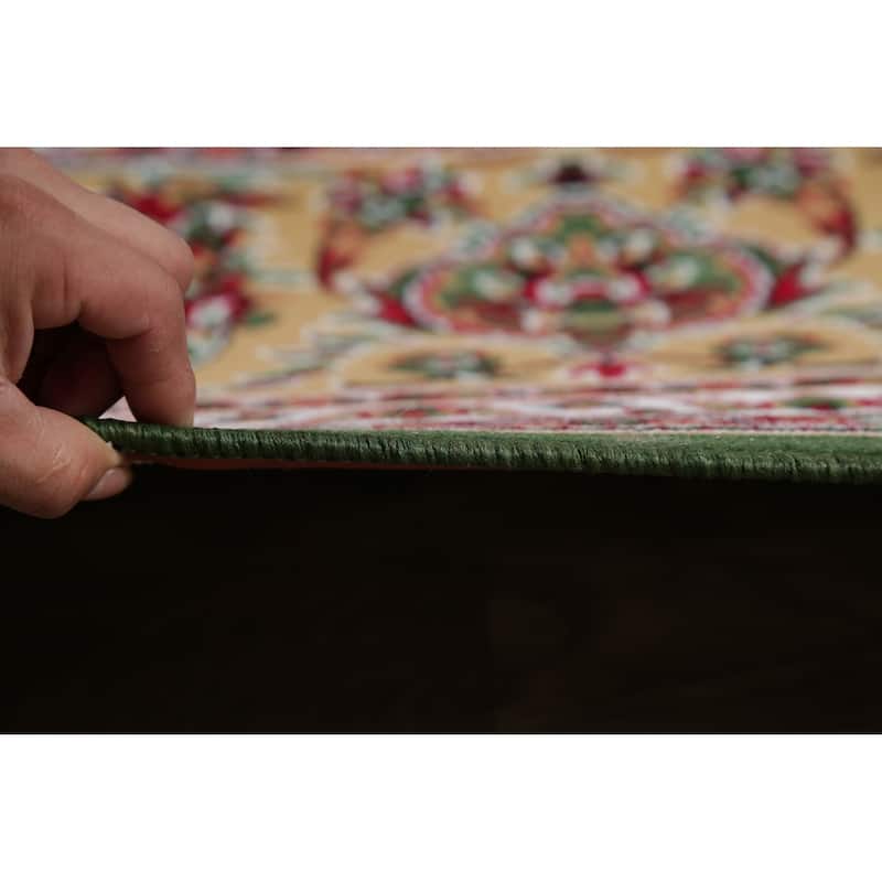 Traditional Persian Tabriz Carpet Polyester/Jute Oriental Turkish Rug