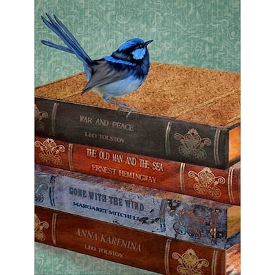 CANVAS Stack II Bluebird on a Stack of Books by Jill Meyer Graphic Art