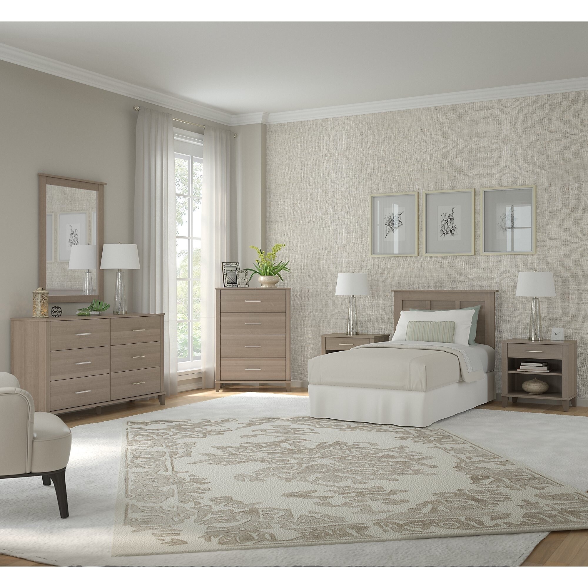 Bush Furniture Somerset Mirror in Ash Gray