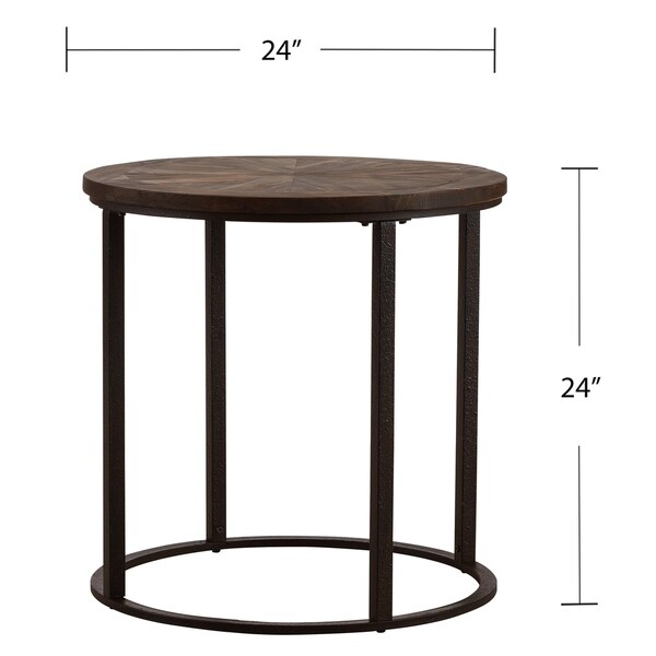 round wood metal side table