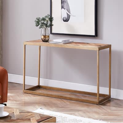 SEI Furniture Darren Farmhouse Reclaimed Wood and Metal Console Table