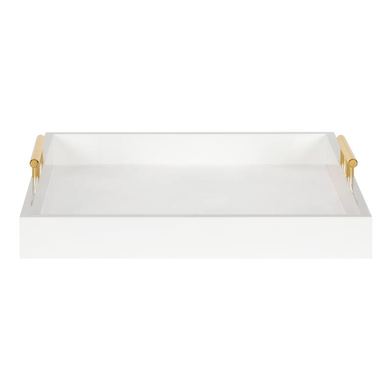 Kate and Laurel Lipton Square Decorative Wood Tray with Metal Handles - 16x16