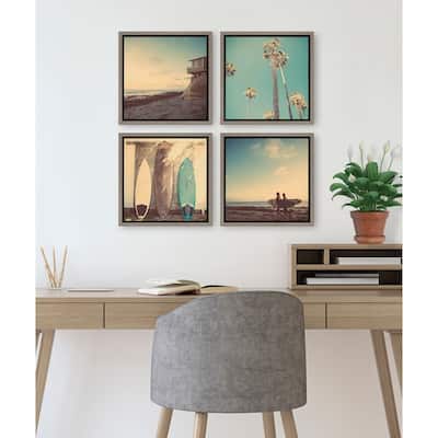 DesignOvation Sylvie Beach Framed Canvas Set By Shawn St. Peter - Gray