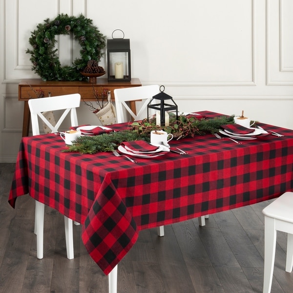 Farmhouse Living Holiday Buffalo Check Tablecloth