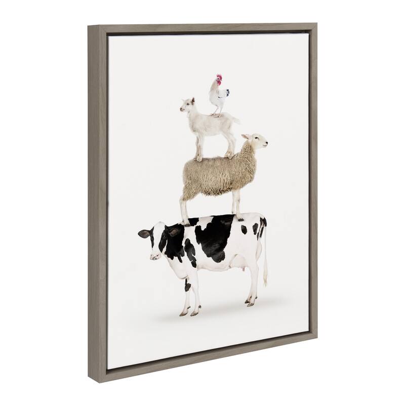 Kate and Laurel Sylvie Farm Animals Framed Canvas by Amy Peterson