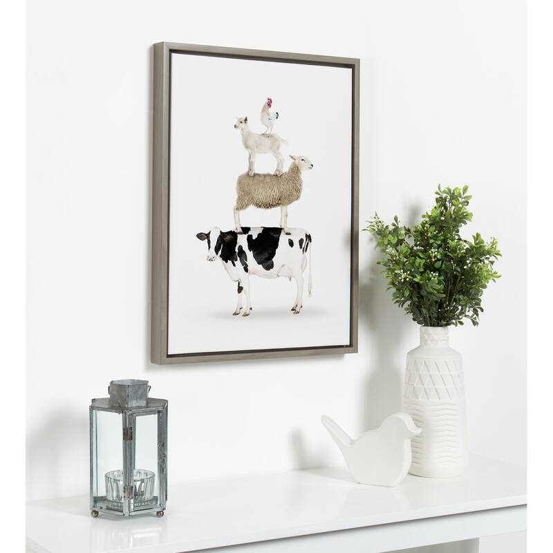 Kate and Laurel Sylvie Farm Animals Framed Canvas by Amy Peterson