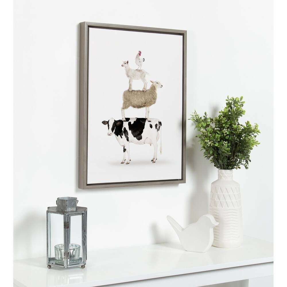 Kate and Laurel Sylvie Farm Animals Framed Canvas by Amy Peterson