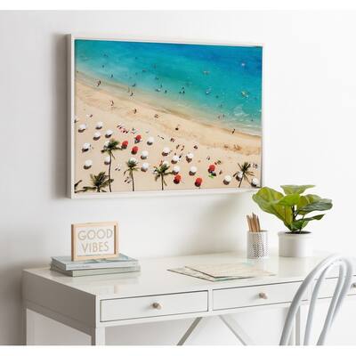 DesignOvation Sylvie Tropical Beach Framed Canvas by Simon Te