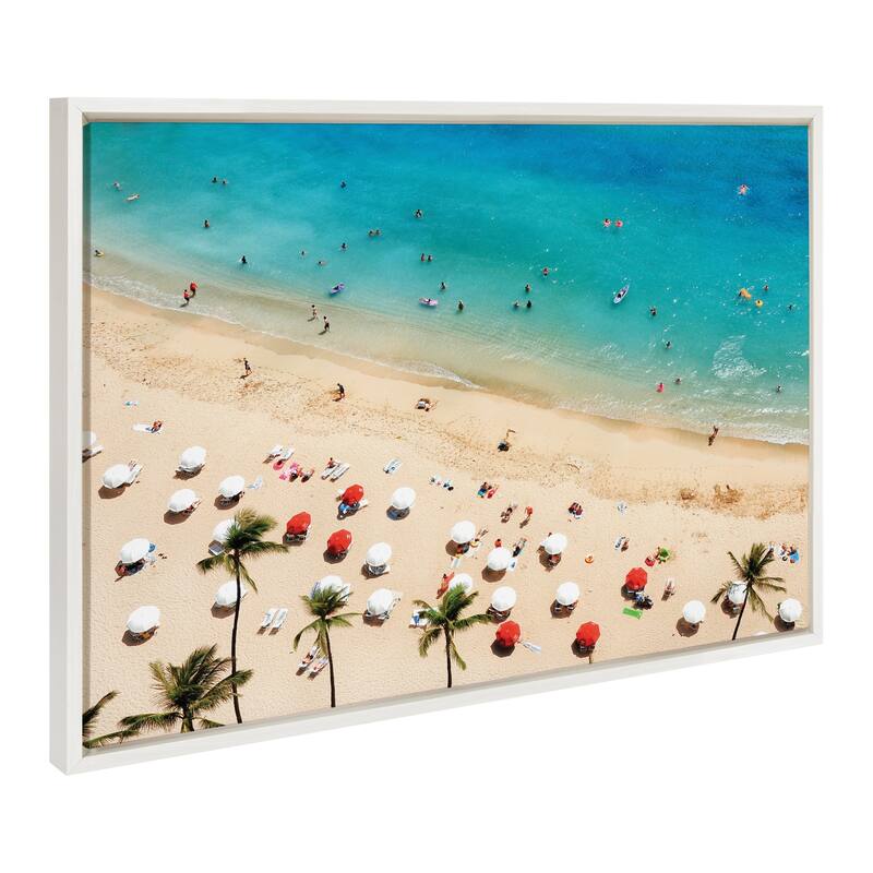 DesignOvation Sylvie Tropical Beach Framed Canvas by Simon Te