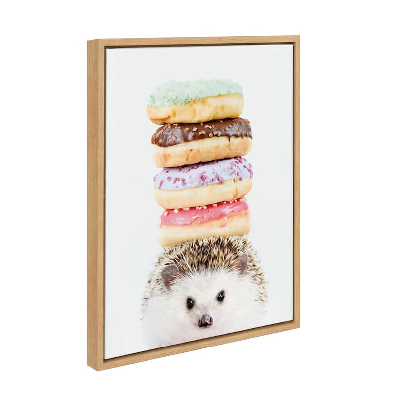 DesignOvation Syvlie Hedgehog Donuts Framed Canvas by Amy Peterson
