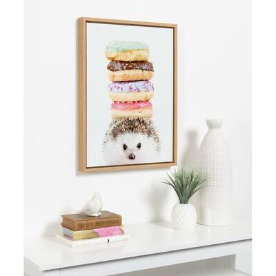 DesignOvation Syvlie Hedgehog Donuts Framed Canvas by Amy Peterson