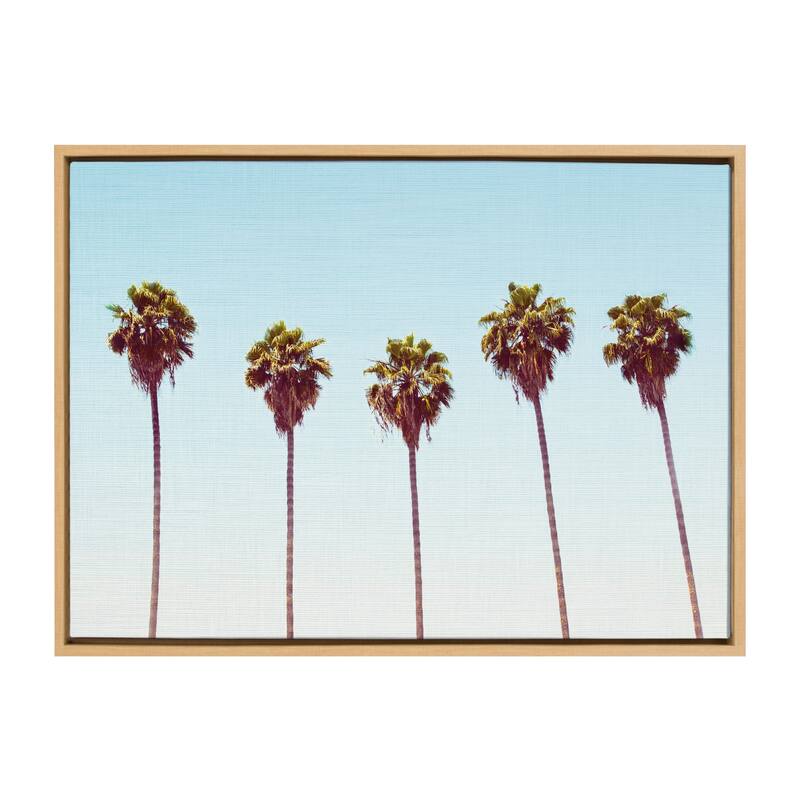 Kate and Laurel Sylvie Five Palms Framed Canvas by Simon Te - 23x33 - Plastic - Brown