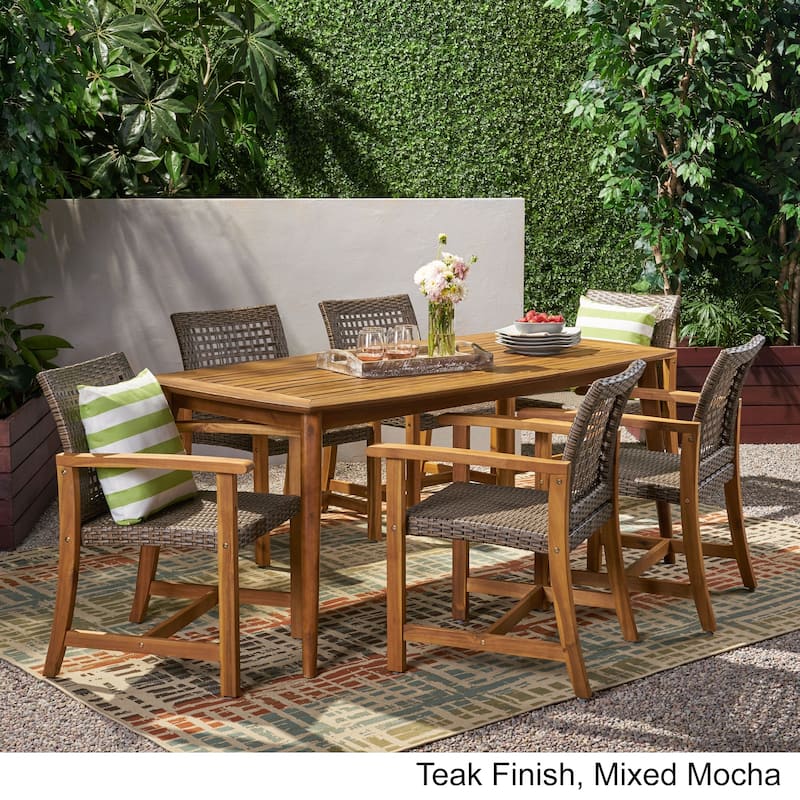 Botsford Outdoor 6 Seater Acacia Wood Dining Set by Christopher Knight Home