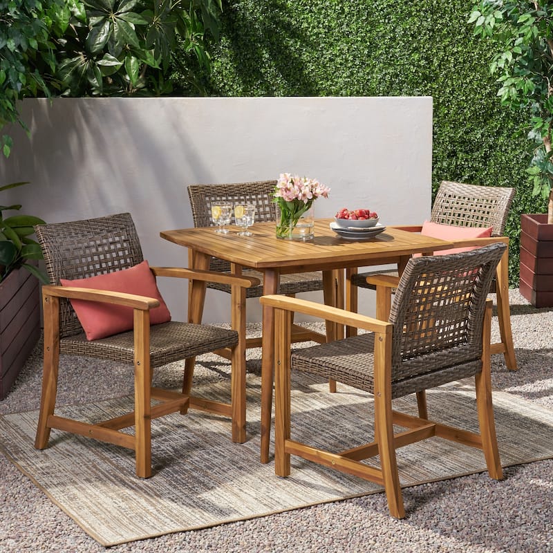 Clausen Outdoor 4 Seater Acacia Wood Dining Set by Christopher Knight Home