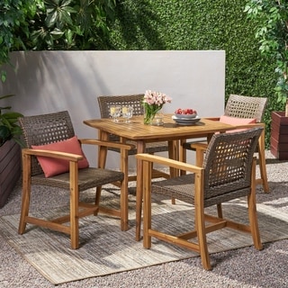 Clausen Outdoor 4 Seater Acacia Wood Dining Set by Christopher Knight Home