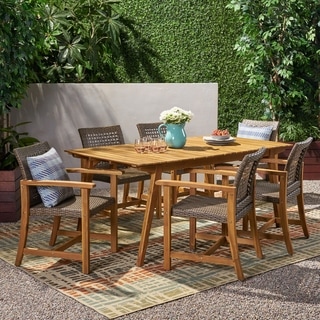 Brookside Outdoor 6 Seater Acacia Wood Dining Set by Christopher Knight Home