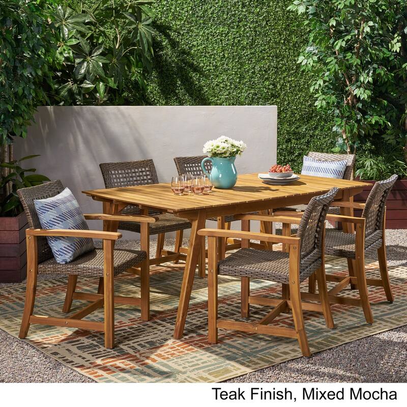 Brookside Outdoor 6 Seater Acacia Wood Dining Set by Christopher Knight Home