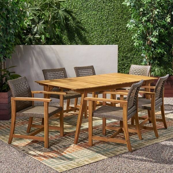 Brookside Outdoor 6 Seater Acacia Wood Dining Set by Christopher Knight ...