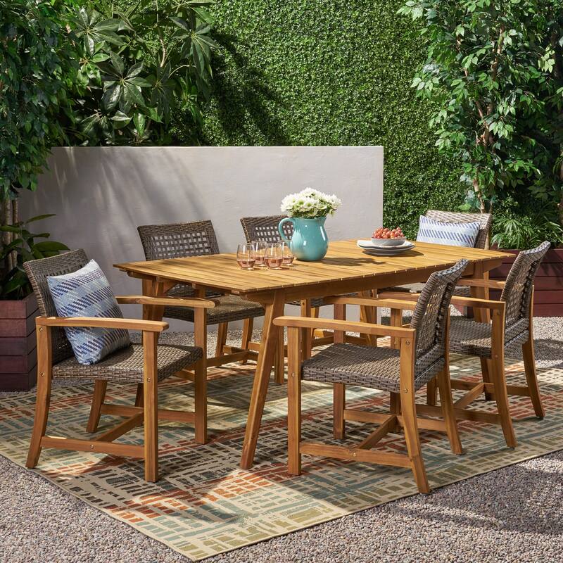Brookside Outdoor 6 Seater Acacia Wood Dining Set by Christopher Knight Home