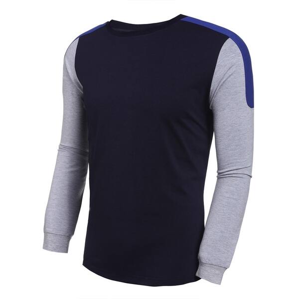 New Mens Casual O Neck Long Sleeve Patchwork Pullover T Shirt Overstock