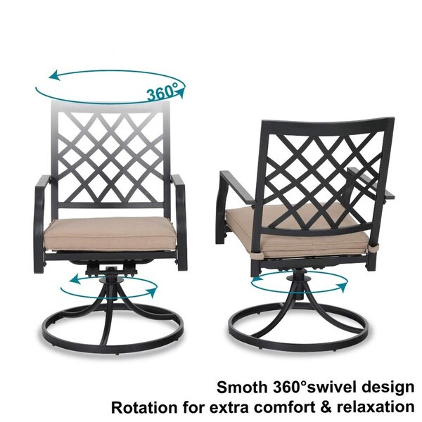 Phi Villa Cast Aluminum Retro Outdoor Patio Swivel Dining Chairs