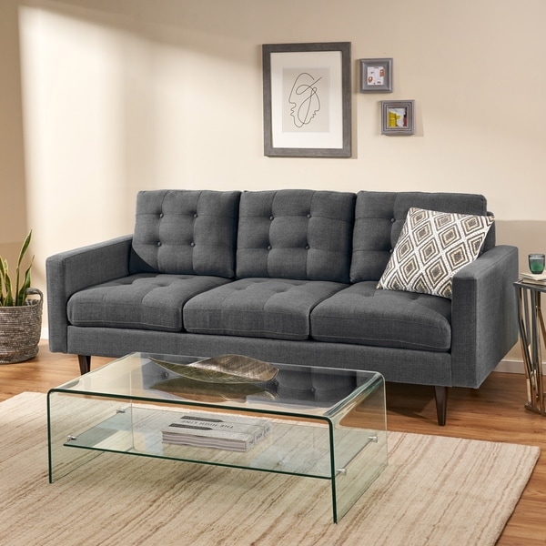 Adderbury Contemporary 3 Seater Tufted Fabric Sofa by Christopher ...