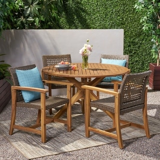 Crestview Outdoor 4 Seater Acacia Wood Dining Set by Christopher Knight Home