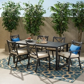Navan Outdoor 6 Seater Aluminum Dining Set by Christopher Knight Home