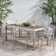 preview thumbnail 2 of 15, Cape Coral Outdoor Modern 6 Seater Aluminum Dining Set with Wicker Table Top by Christopher Knight Home