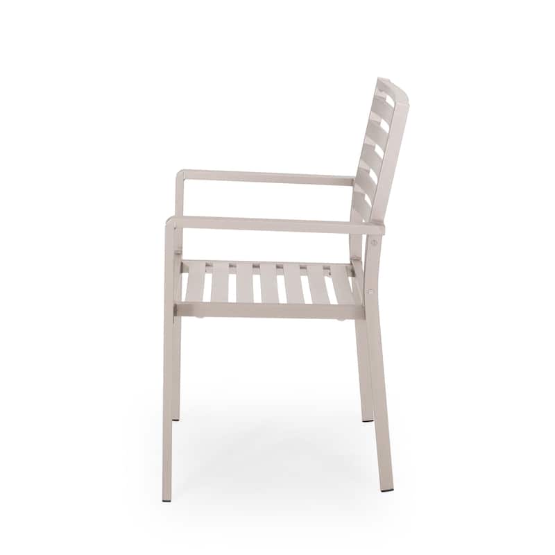 Cape Coral Outdoor Modern 6 Seater Aluminum Dining Set with Wicker Table Top by Christopher Knight Home