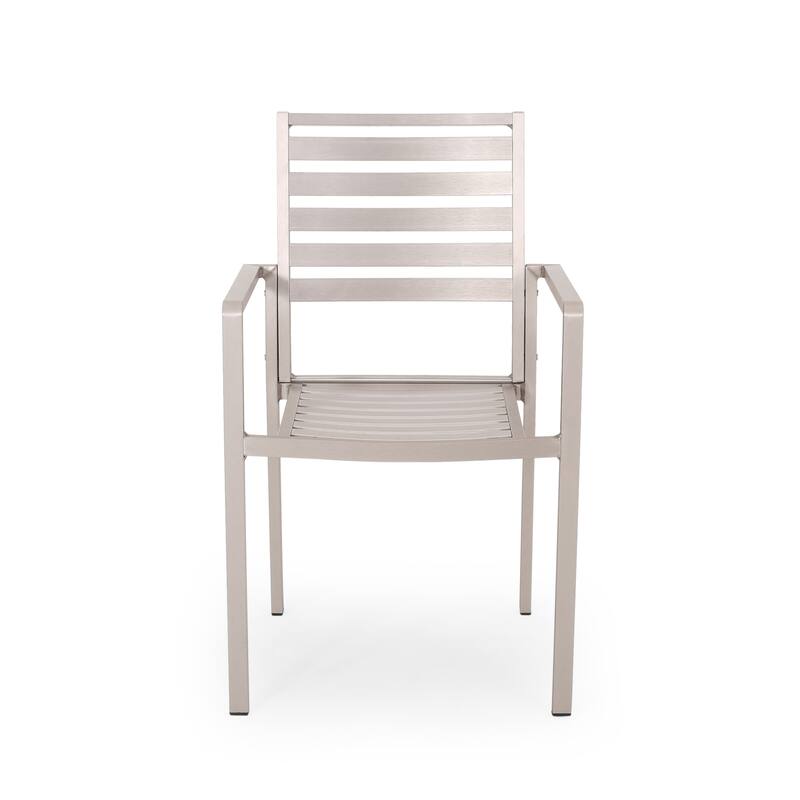 Cape Coral Outdoor Modern 6 Seater Aluminum Dining Set with Wicker Table Top by Christopher Knight Home