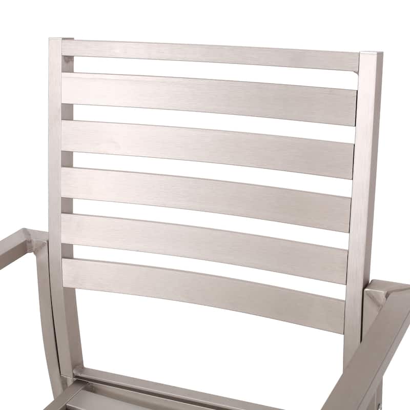 Cape Coral Outdoor Modern 4 Seater Aluminum Dining Set with Tempered Glass Table Top by Christopher Knight Home