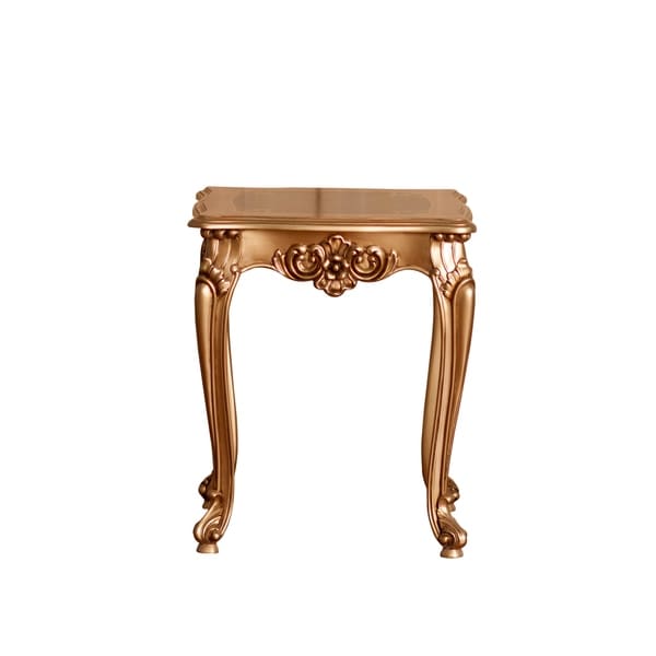 Shop Intricately Carved Wooden End Table with Cabriole Legs, Gold - On