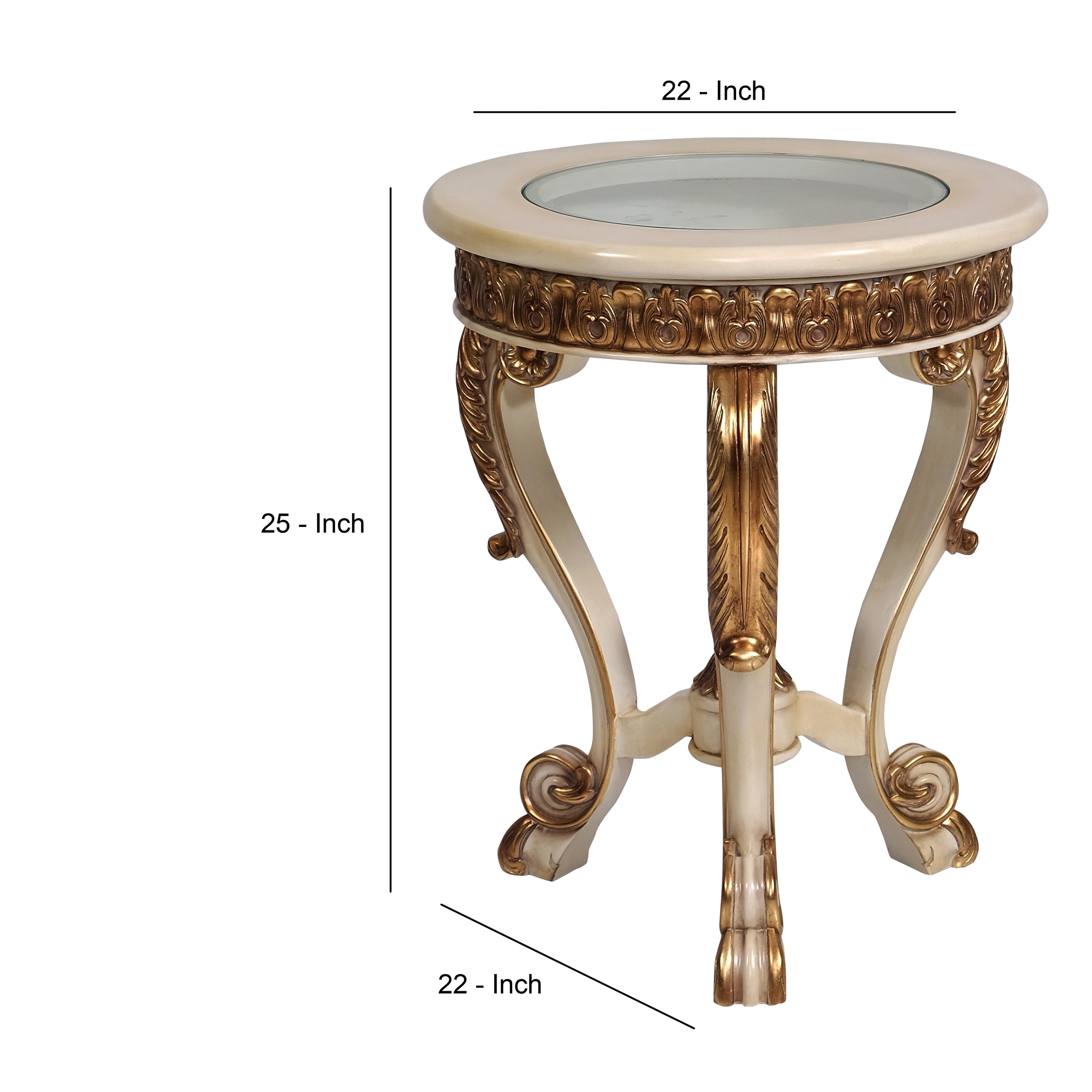 Traditional Wooden End Table With Scrolled Legs Beige And Cream Traditional Wooden End Table With Scrolled Legs Beige And Cream