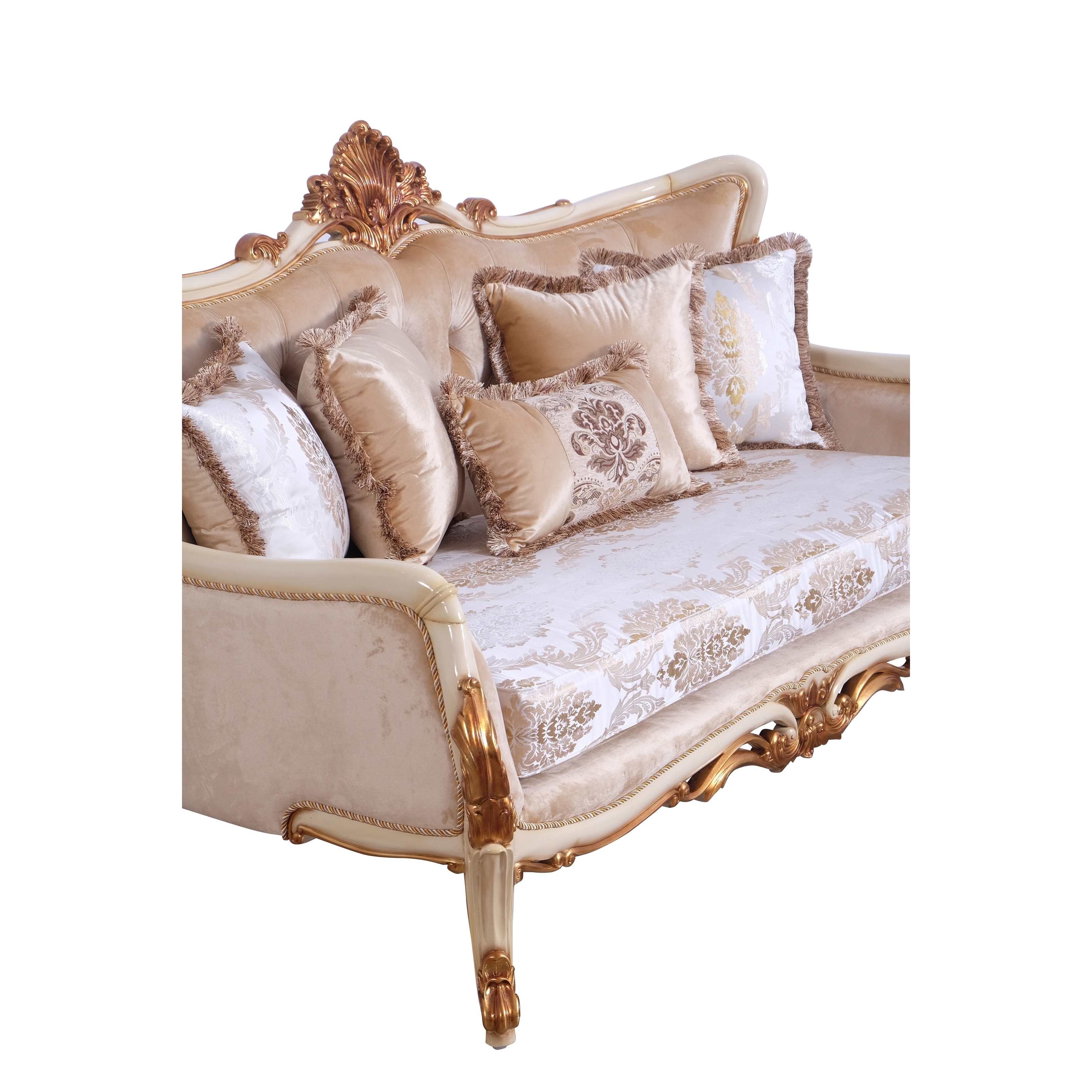 Traditional Wooden Loveseat With Oversized Crown Multicolor Overstock 29158165