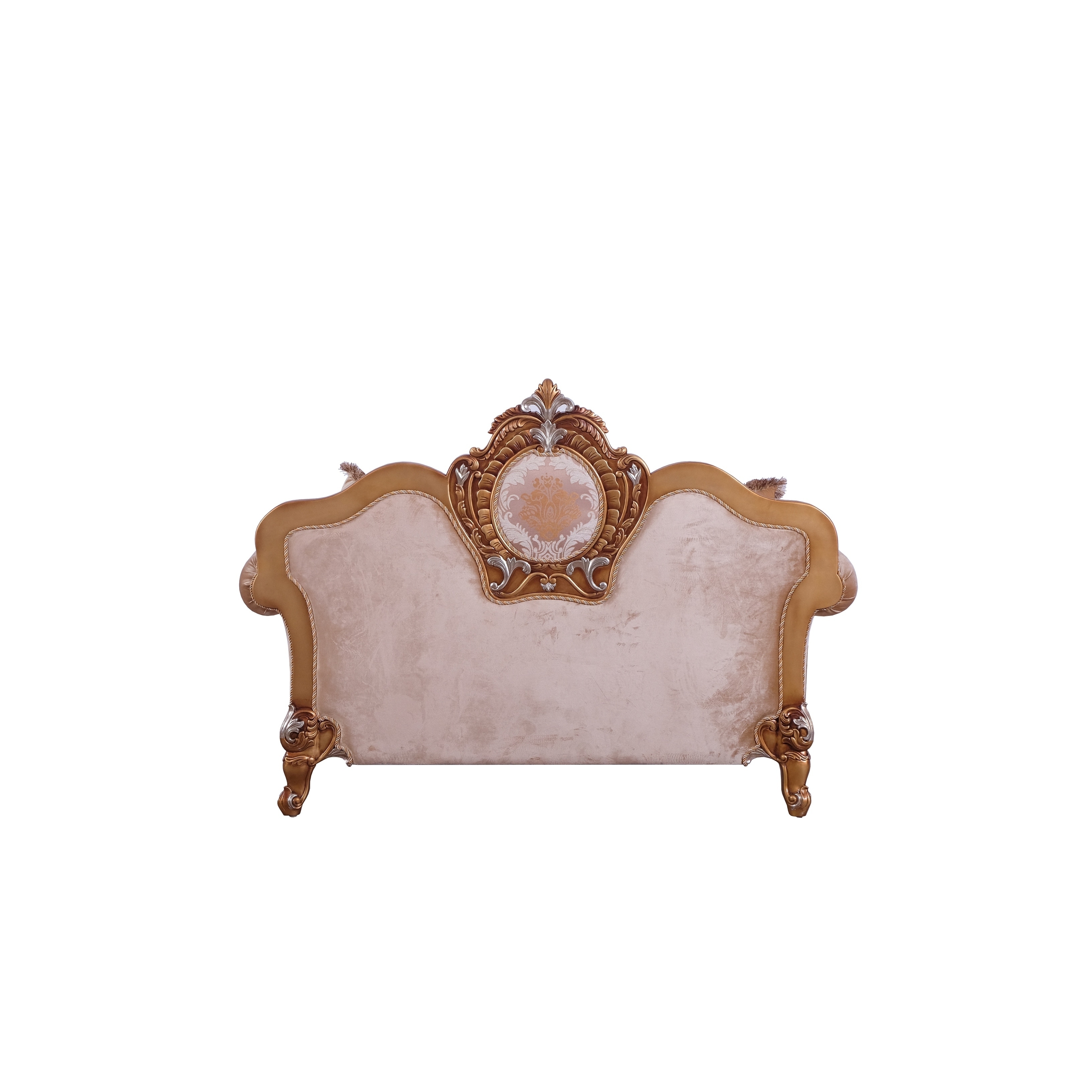 Baroque Style Wooden Loveseat With Rolled Armrest Beige And Gold On Sale Overstock 29158192