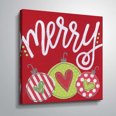 ArtWall Merry Red Ornaments Gallery Wrapped Canvas