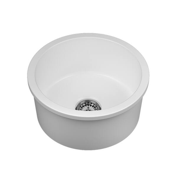 Yorkshire Bar Undermount Fireclay 18.5 in. Round Single Bowl Kitchen Sink with Grid and Strainer in White Yorkshire Bar Undermount Fireclay 18.5 in. Round Single Bowl Kitchen Sink with Grid and Strainer in White