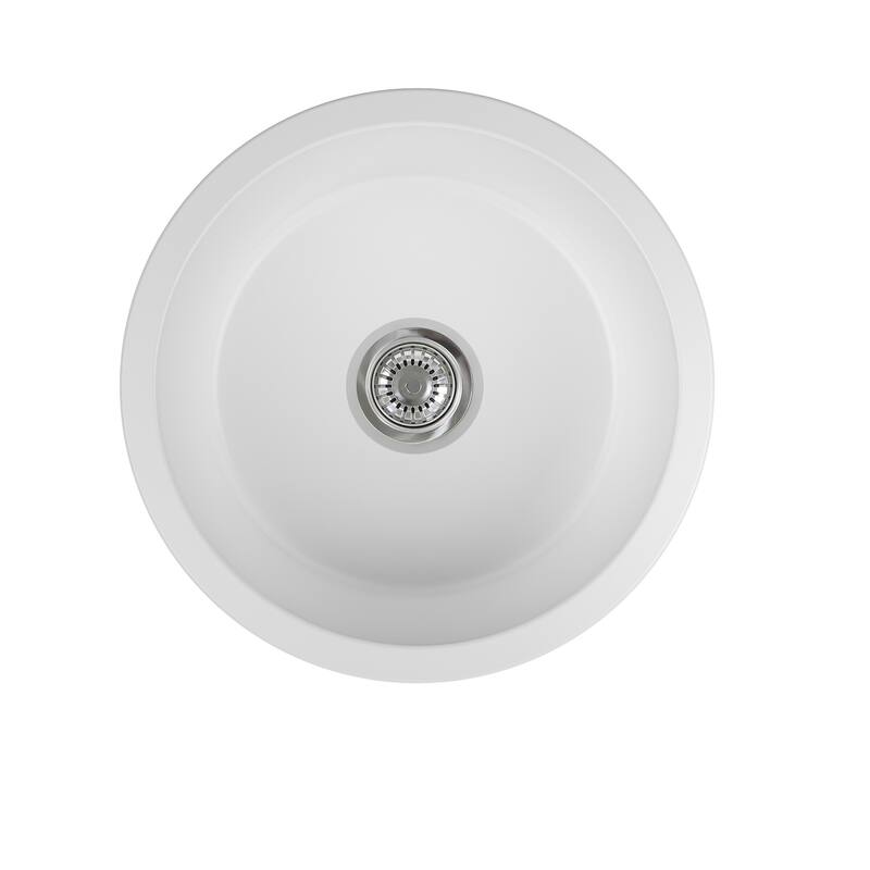 Yorkshire Bar Undermount Fireclay 18.5 in. Round Kitchen Sink with Grid and Strainer in White