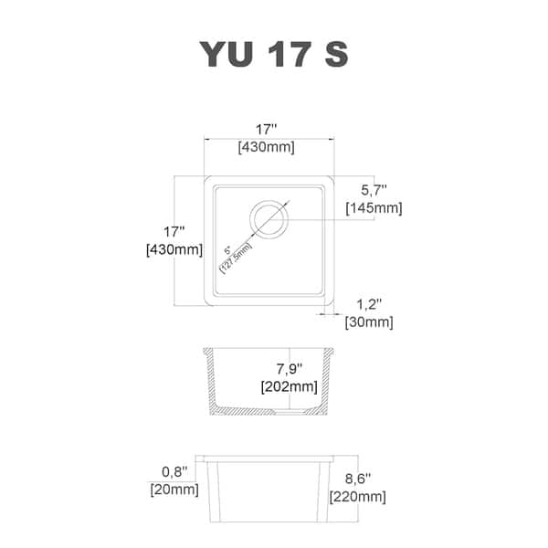 slide 4 of 7, Yorkshire Bar Undermount Fireclay 17 in. Square Kitchen Sink with Grid and Srainer in White N/A