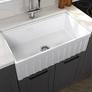 Yorkshire Farmhouse White Fireclay Kitchen Sink with Cutting Board