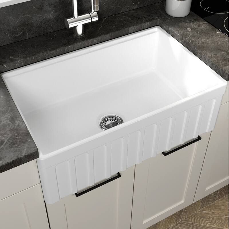 Yorkshire Farmhouse White Fireclay Kitchen Sink with Cutting Board