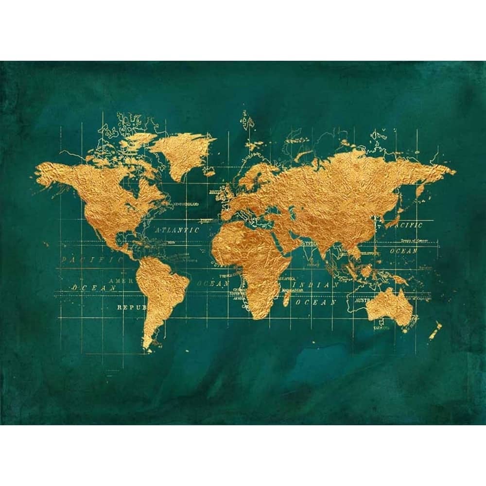 CANVAS World Map in Golden Chic by Beth Albert