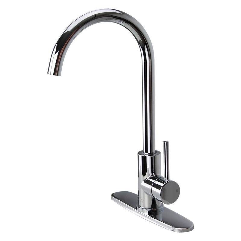 Transolid Cameron Kitchen Faucet with Single Handle with Deck Plate - 2.13" x 8.27" x 15.16" - Polished Chrome