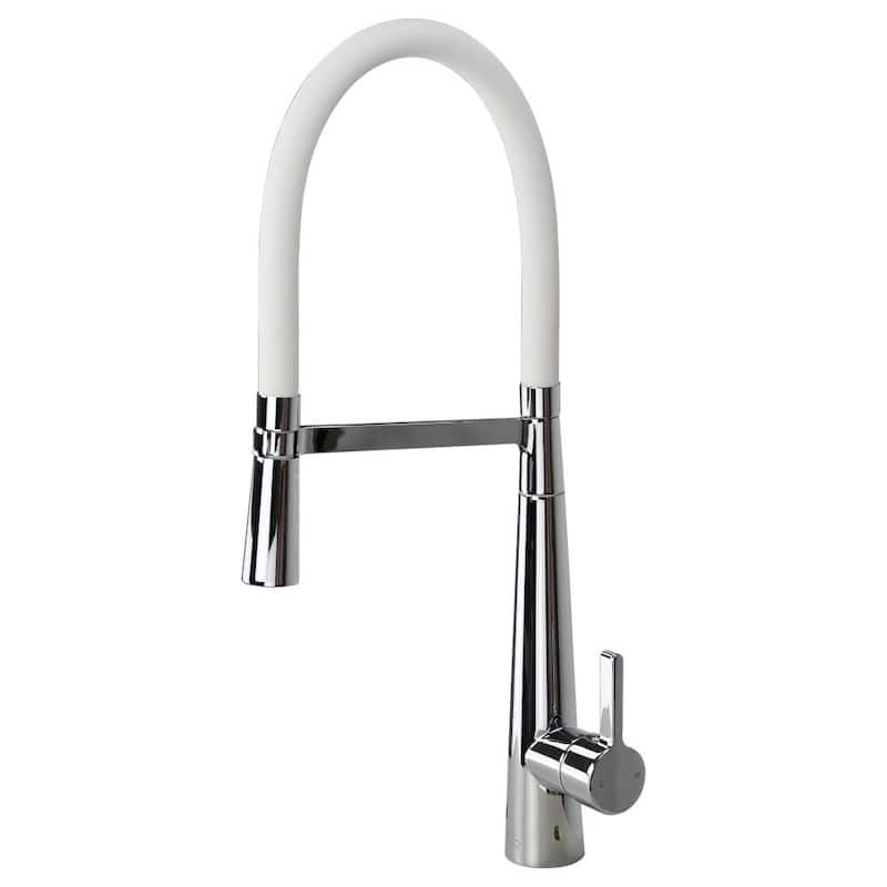 Transolid Bell'arte 1.8GPM Pull Down Kitchen Faucet - 2" x 7.88" x 21.06" - Polished Chrome/White