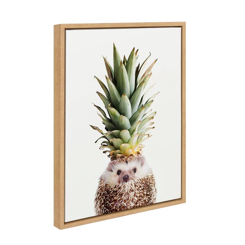 DesignOvation Sylvie Hedgehog Pineapple Framed Canvas by Amy Peterson