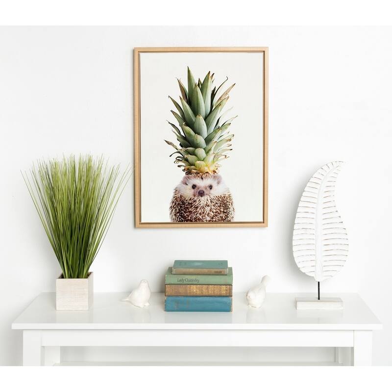 DesignOvation Sylvie Hedgehog Pineapple Framed Canvas by Amy Peterson