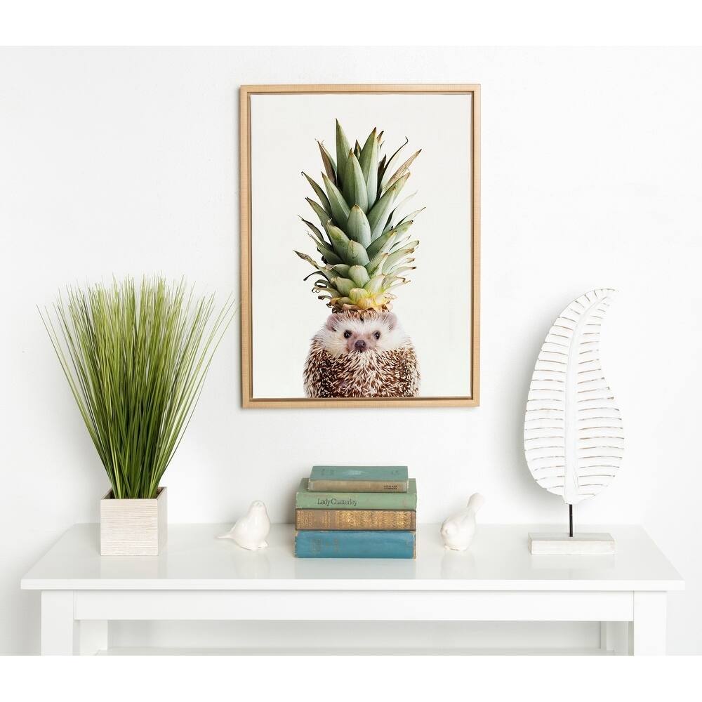 DesignOvation Sylvie Hedgehog Pineapple Framed Canvas by Amy Peterson